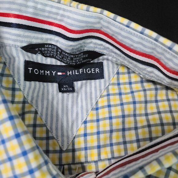 Tommy Hifiger Mens Button Up Multicolor Size XL Cotton Short Sleeve Logo Collar - Picture 5 of 12